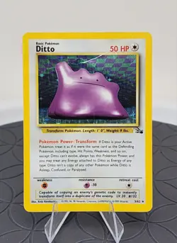 Ditto Pokemon Card Holo Rare Fossil Set 1999 TCG 3/62 Fair - Image 1
