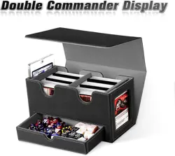 MTG Deck Box with 2 Commander Display,Commder Deck Box Fits 310+ Cards，With Dice - Image 2
