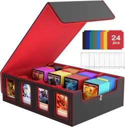 Trading Card Storage Box, 3000+ MTG Deck Box with 24 Colorful Dividers & 8 Card - Image 1