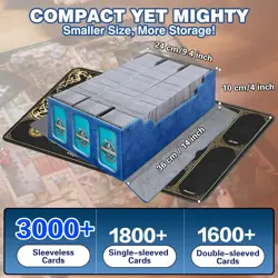 MTG Trading Card Storage Box with Playmat Fits 3000+ Cards, 3-Row Commander Deck - Image 3