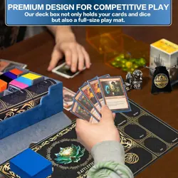 MTG Trading Card Storage Box with Playmat Fits 3000+ Cards, 3-Row Commander Deck - Image 4