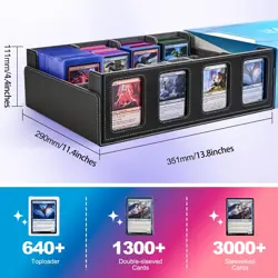 Trading Card Storage Box with Commander Display; 2400+ Deck Box for MTG with Rem - Image 4