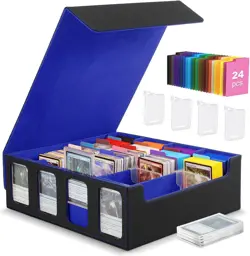 Card Storage Box for Trading Cards, 3000+ MTG Deck Box with 24 Colorful Dividers - Image 1