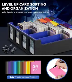 Card Storage Box for Trading Cards, 3000+ MTG Deck Box with 24 Colorful Dividers - Image 5