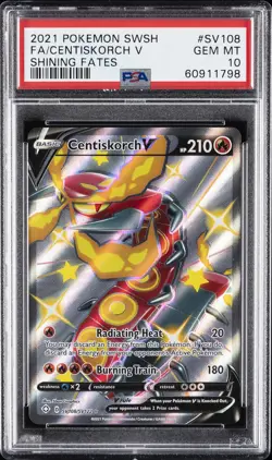 2021 POKEMON SWORD & SHIELD SHINING FATES #SV108 FULL ART/CENTISKORCH V PSA 10 - Image 1