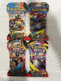 Pokemon Mega Evolutions Sleeved Booster Packs - 4 Full Art Set Collection Sealed - Image 1