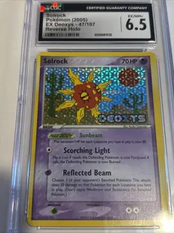 Solrock 47/107 Reverse Holo EX Deoxys CGC 6.5 NM+ Pokemon Graded TCG 2005 - Image 1