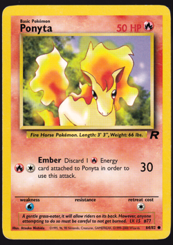 Ponyta 64/82 Team Rocket 2000 Pokemon TCG Card LP - Image 1