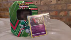 Gallade V tin (empty) & 10 Random Reverse-Holo Pokemon cards & 1 BONUS rare card - Image 1