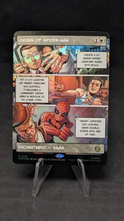 Origin of Spider-Man (Borderless) FOIL - MTG Magic Spiderman - Crimped - Image 1