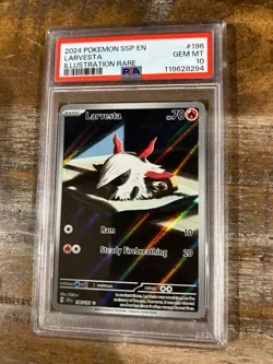 POKEMON 2024 Surging Sparks Illustration Rare Ful Art LARVESTA #196 PSA 10 Gem - Image 1