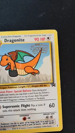 Dragonite #5 - Black Star Promo - WB Stamp WOTC Pokemon - MP - Image 4