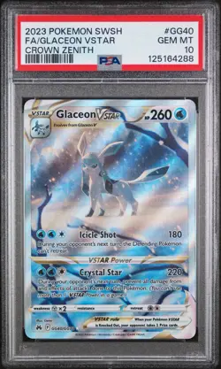 Pokemon Glaceon VSTAR GG40/GG70 Full Art Crown Zenith PSA 10 Gem English - Image 1