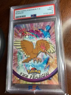 1999 Topps Pokemon TV #22 Fearow Black Logo PSA 9 Mint - Image 1
