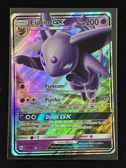 Pokemon TCG Sun & Moon Base Set Espeon GX Ultra Rare Holo Card 61/149 - Image 1
