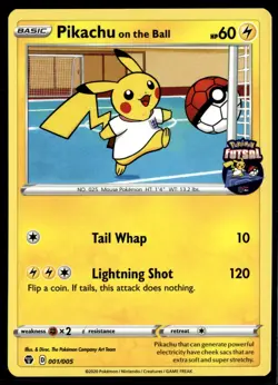 Pikachu On The Ball 001/005 Futsal Soccer Promo English Pokemon Card (DAMAGED HP - Image 1