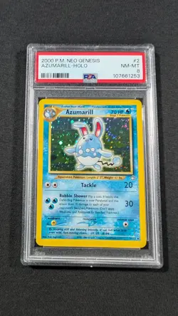 Pokemon Card Holo Azumarill 2/111 PSA 8 NM-MT Neo Genesis - Image 1
