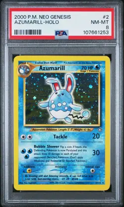 Pokemon Card Holo Azumarill 2/111 PSA 8 NM-MT Neo Genesis - Image 3