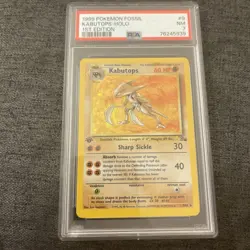 1999 POKEMON FOSSIL 9 KABUTOPS HOLO 1ST EDITION PSA 7 NM - Image 1