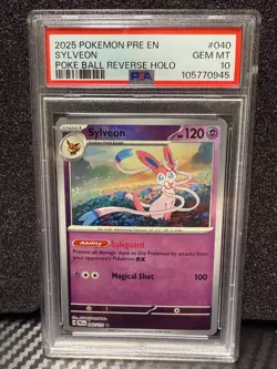 2025 Pokemon Pre En Sylveon Poke Ball Reverse Holo #040 PSA 10 - Image 1