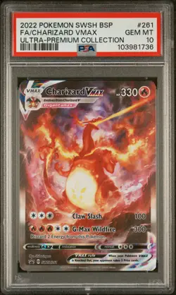 2022 POKEMON SWSH BLACK STAR PROMO #261 FULL ART/CHARIZARD VMAX PSA 10 - Image 1