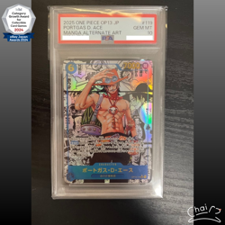 PSA 10 Ace OP13-119 Manga Alt Art Carrying on His Will ONE PIECE Card Japanese - Image 1