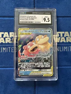 cgc 9.5 Slowpoke & Psyduck GX 011/094 Miracle Twins Pokemon Card - Image 1