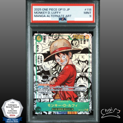 PSA 9 Luffy OP13-118 Manga Alt Art Carrying on His Will ONE PIECE Card Japanese - Image 1