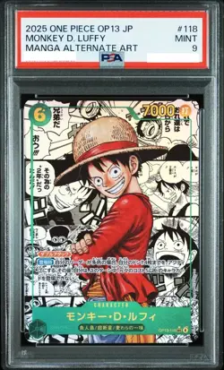 PSA 9 Luffy OP13-118 Manga Alt Art Carrying on His Will ONE PIECE Card Japanese - Image 2
