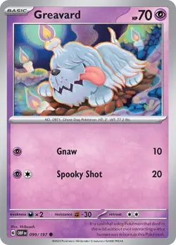 Greavard 099/197 | Obsidian Flames | Common Non Holo | NM Pokemon Card - Image 1