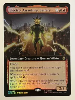 Electro, Assaulting Battery (Extended Art) Marvel's Spider-Man Foil MTG NM - Image 1