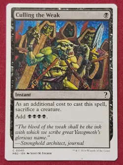Magic The Gathering MYSTERY BOOSTER 2 MB2 CULLING THE WEAK black card MTG - Image 1