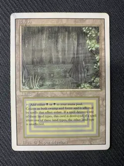 MTG Magic the Gathering REVISED BAYOU Damaged Corner MP Back - Image 1