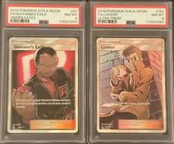 PSA 8 TRAINER GIOVANNI'S EXILE 67 HIDDEN FATES LOOKER 152 ULTRA PRISM POKEMON - Image 1