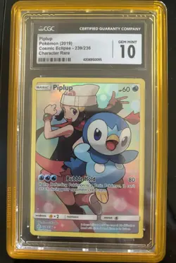 Piplup Pokemon Card Cosmic Eclipse 239/236 Gem Mint 10 CGC - Image 1