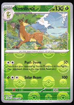 Sawsbuck 007/086 Poke Ball Holo White Flare Pokemon TCG Card NM - Image 1
