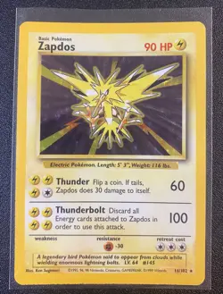 Zapdos Base Set Holo Light Played￼ 16/102 Vintage Pokemon Card - Image 3