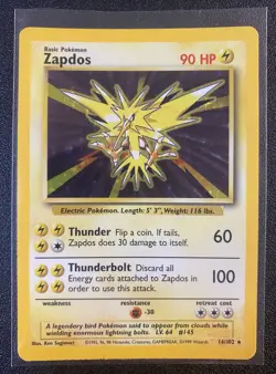 Zapdos Base Set Holo Light Played￼ 16/102 Vintage Pokemon Card - Image 5
