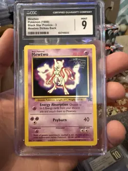 Mewtwo Black Star Promo 3 WB Stamp Pokemon Card 1999 CGC 9 *scratch bottom Slab* - Image 1