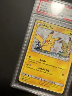 POKEMON TEAM UP SM BLACK STAR PROMO PIKACHU #SM162 HOLO PSA 8 NM SWIRL - Image 3