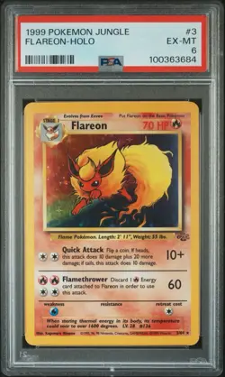 1999 Pokemon Jungle Flareon-Holo #3 PSA 6 EX-MT - Image 1