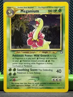 Pokemon TCG Meganium Neo Genesis Holo Rare Card #11/111 NM Condition - Image 1