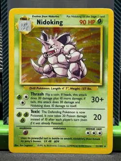 Pokemon TCG Nidoking Base Set Holo Unlimited Rare Card 11/102 LP Condition - Image 1