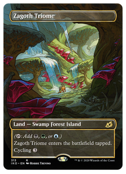 MTG - 1 x Full Art Borderless, Zagoth Triome - Rare Land - Ikoria (IKO) - LP - Image 1