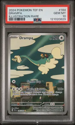 2024 POKEMON TEF EN-TEMPORAL FORCES ILLUSTRATION RARE #184 DRAMPA PSA 10 - Image 1
