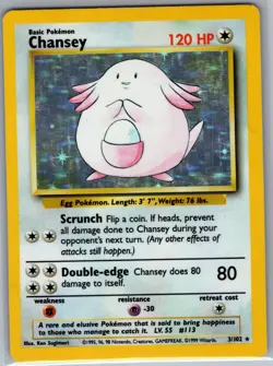 Chansey 3/102 Holo - WOTC Base Set - Pokemon Card - MP - Image 1