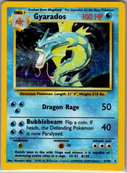 Gyarados 6/102 Holo - Base Set WOTC - Pokemon Card - LP - Image 1