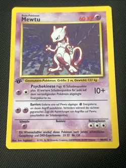 Pokemon TCG Base Set 1st Edition German Mewtwo (Mewtu) #10 Holo - Image 1