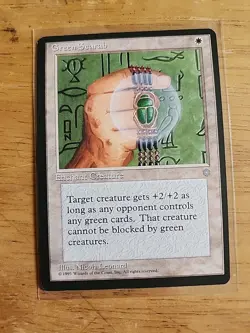 Green Scarab - Ice Age - MTG Magic - Uncommon - White Enchant Creature - Image 1
