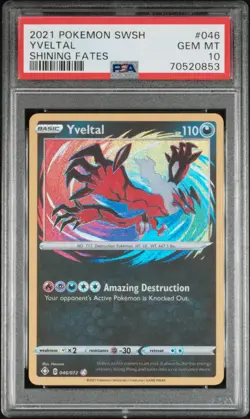 Pokemon! PSA 10 Yveltal 046/072 - Amazing Rare - Shining Fates - Gem Mint - Image 1